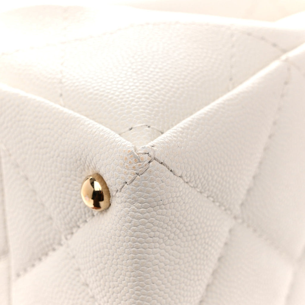 Chanel Caviar Quilted Mini Retro Twist Top Handle Flap White