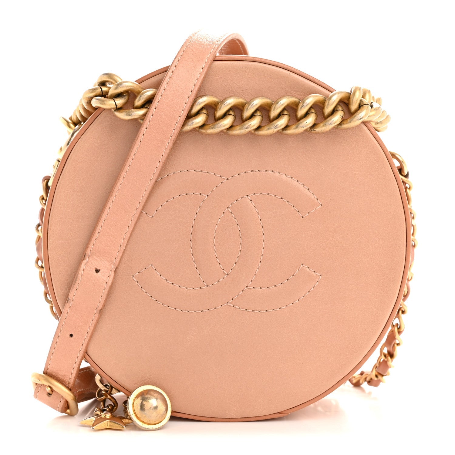 Chanel Glazed Calfskin Round As Earth Evening Bag Beige