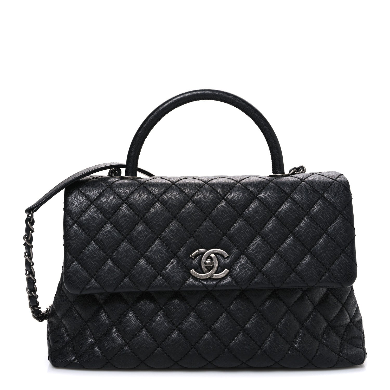 Chanel Caviar Quilted Medium Coco Handle Flap Black