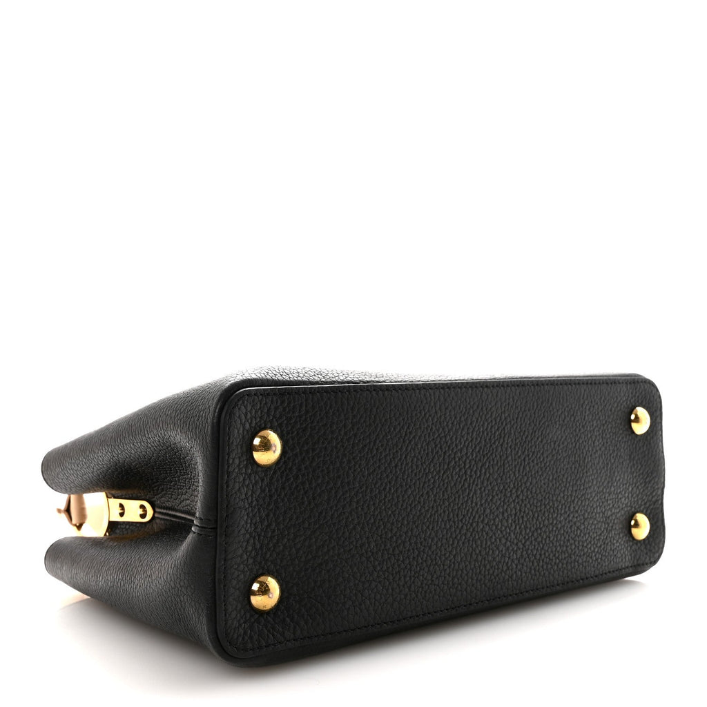Louis Vuitton Taurillon Capucines MM Black Beige Red