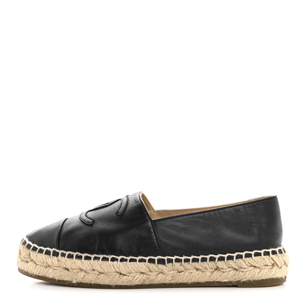 Lambskin CC Espadrilles 36 Black