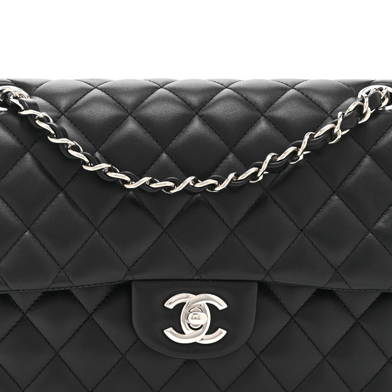 Chanel Lambskin Quilted Medium Double Flap Black