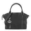 Gucci Nylon Monogram Medium GG Charm Dome Satchel Black