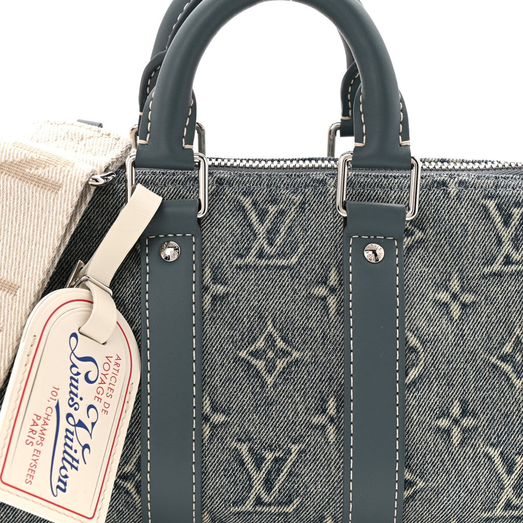 Louis Vuitton Monogram Washed Denim Keepall Bandouliere 25