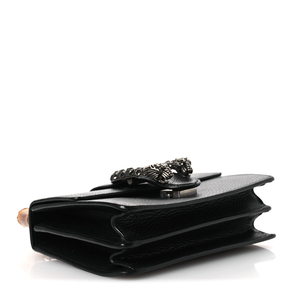 Gucci Dollar Calfskin Crystal Web Mini Dionysus Bamboo Top Handle Bag Black Black Diamond