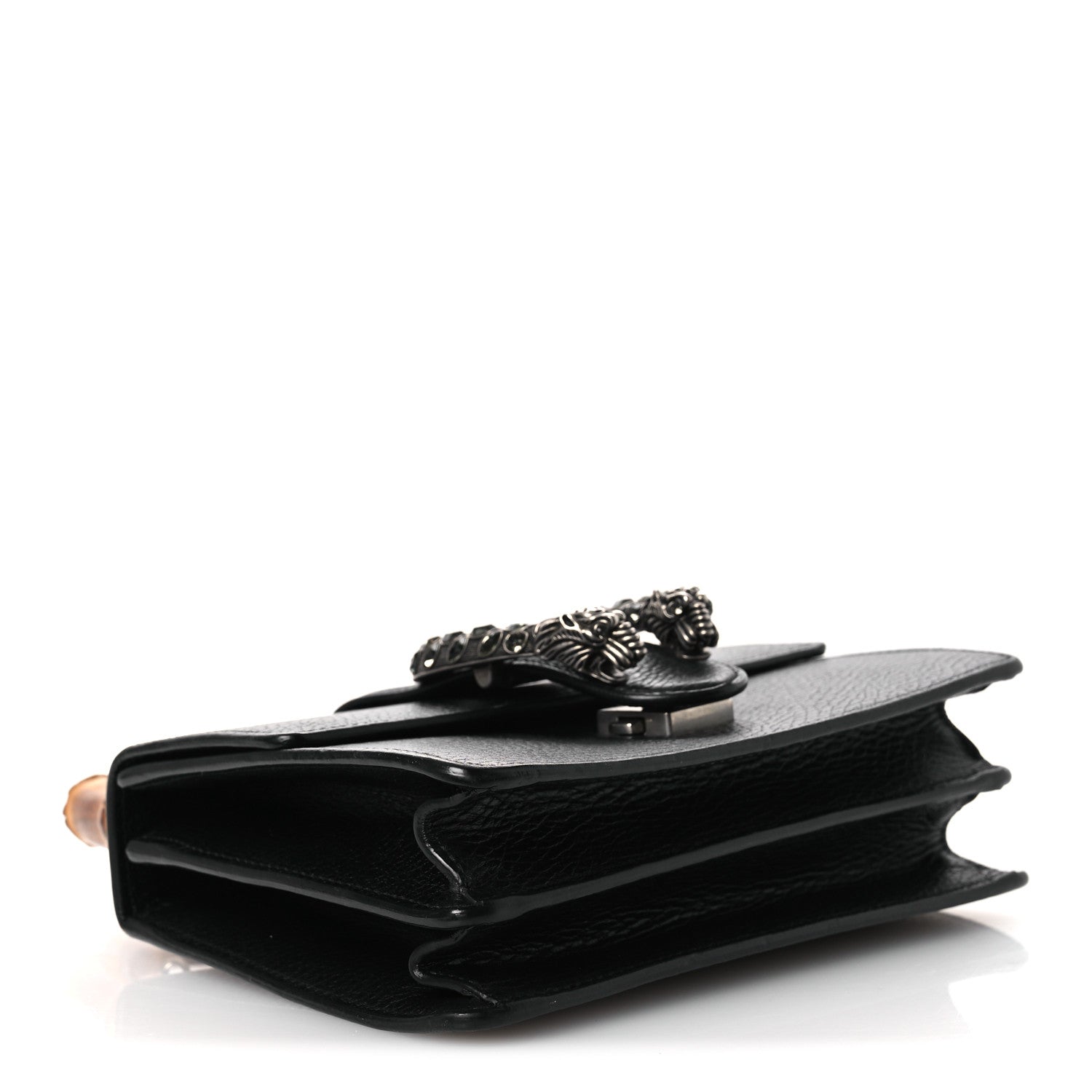 Gucci Dollar Calfskin Crystal Web Mini Dionysus Bamboo Top Handle Bag Black Black Diamond