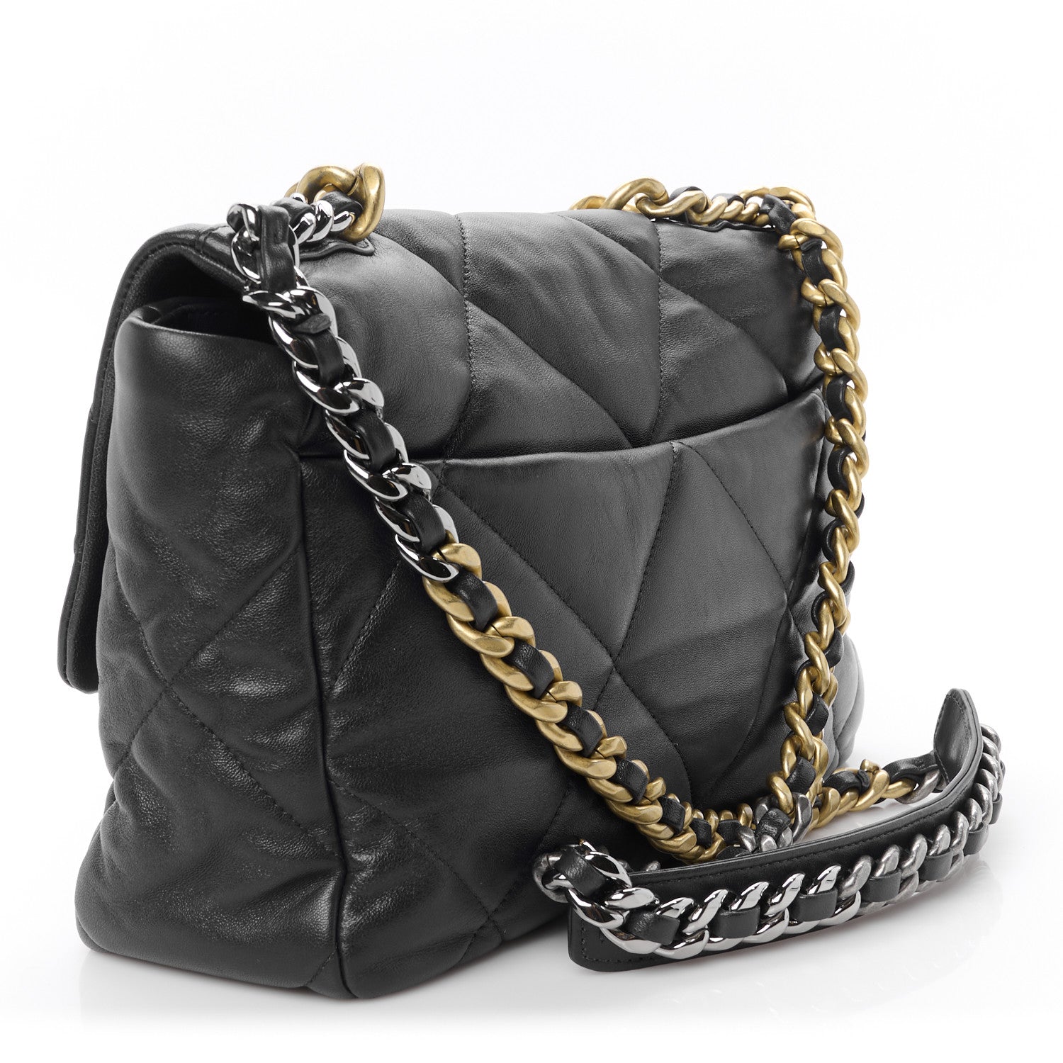 Chanel Lambskin Quilted Large Chanel 19 Flap Navy Blue