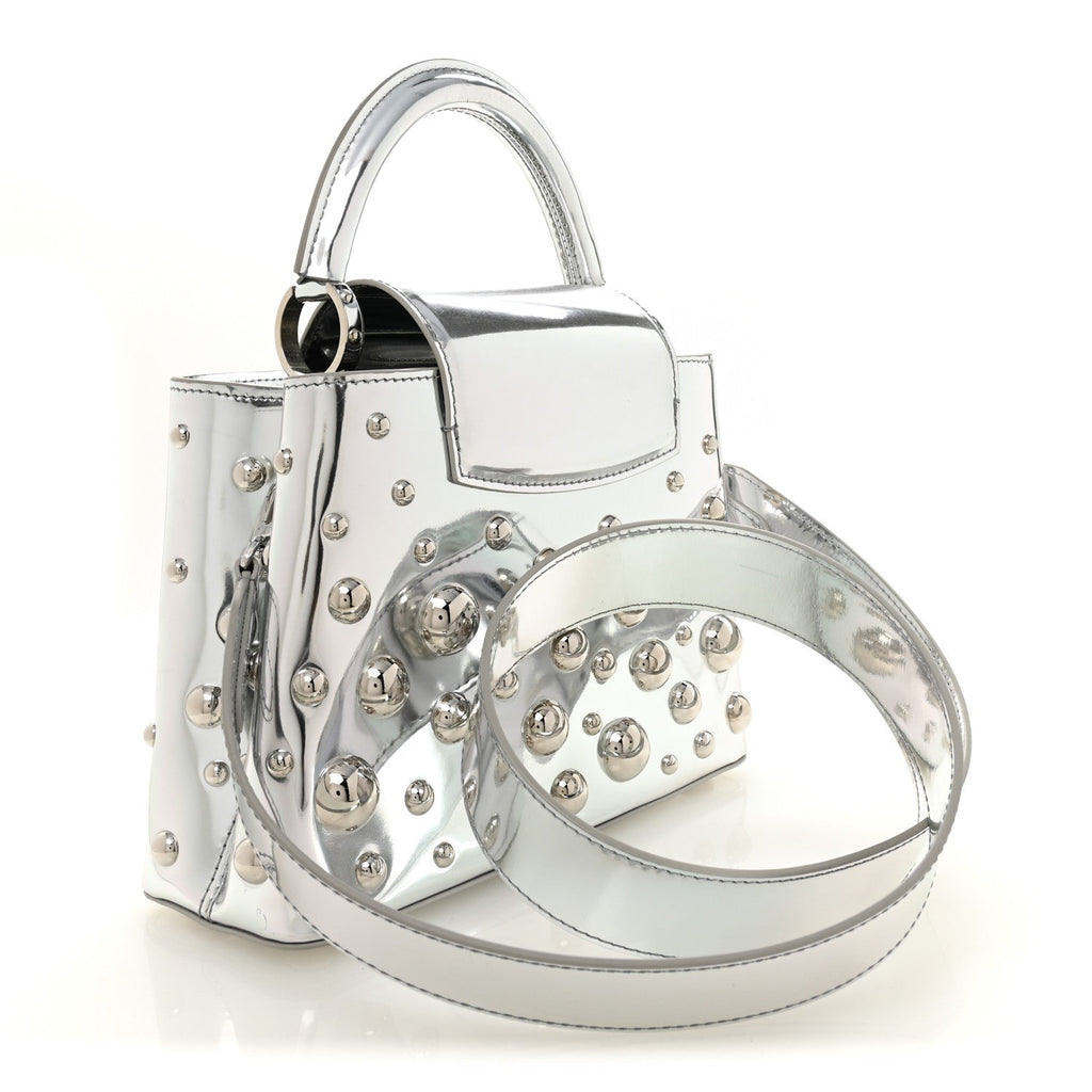 Louis Vuitton LV X YK Metallic Taurillon Brass Metal Dots Capucines BB Silver