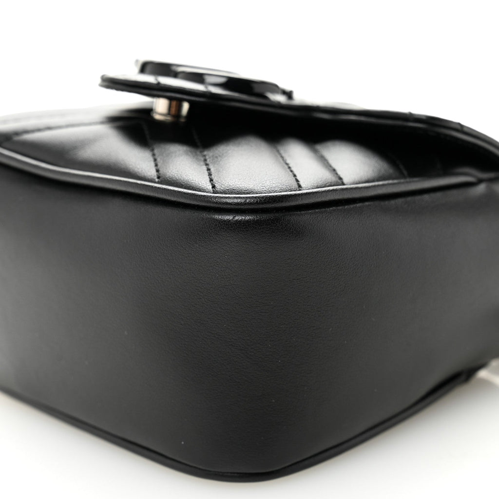 Gucci Calfskin Matelasse Monochrome GG Marmont Chain Mini Belt Bag Black