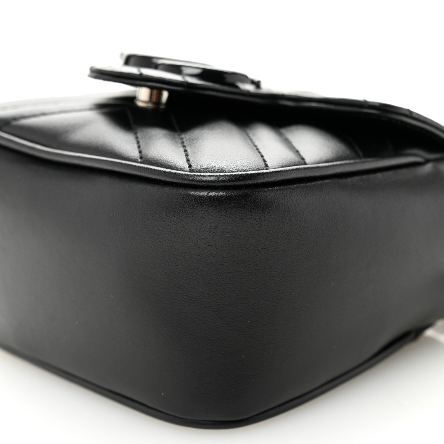 Gucci Calfskin Matelasse Monochrome GG Marmont Chain Mini Belt Bag Black