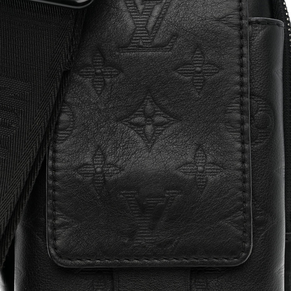Louis Vuitton Calfskin Monogram Shadow Double Phone Pouch NM Black