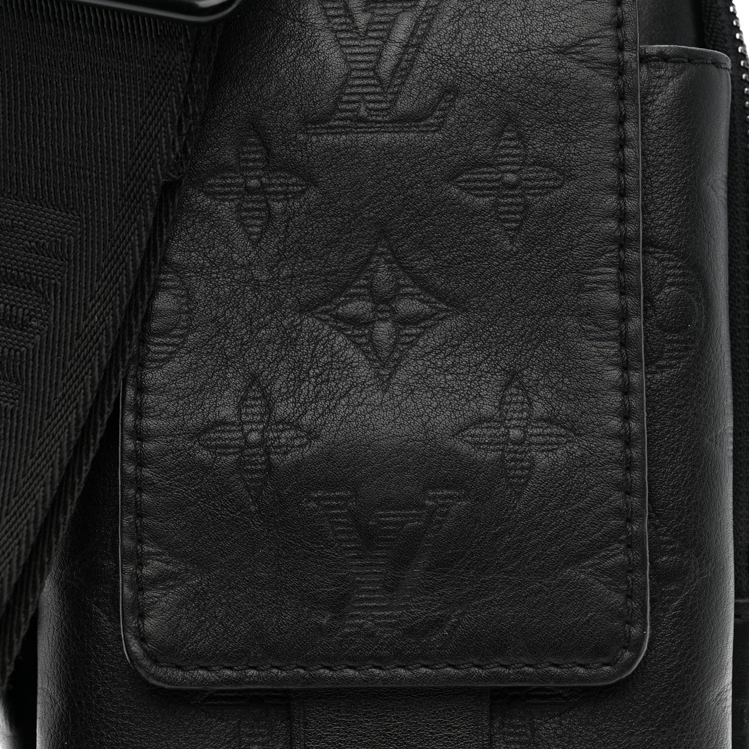 Louis Vuitton Calfskin Monogram Shadow Double Phone Pouch NM Black