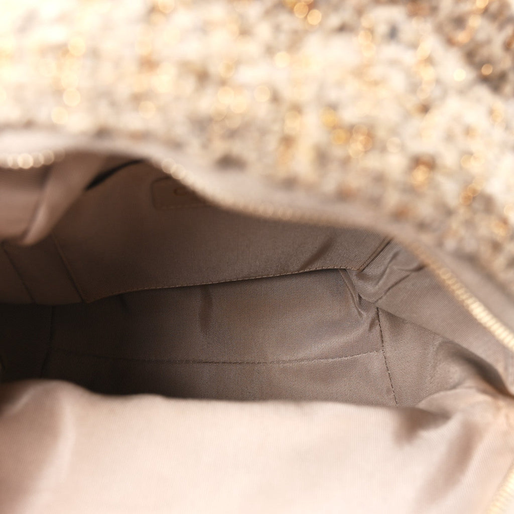 Chanel Tweed Front Pocket Backpack Beige
