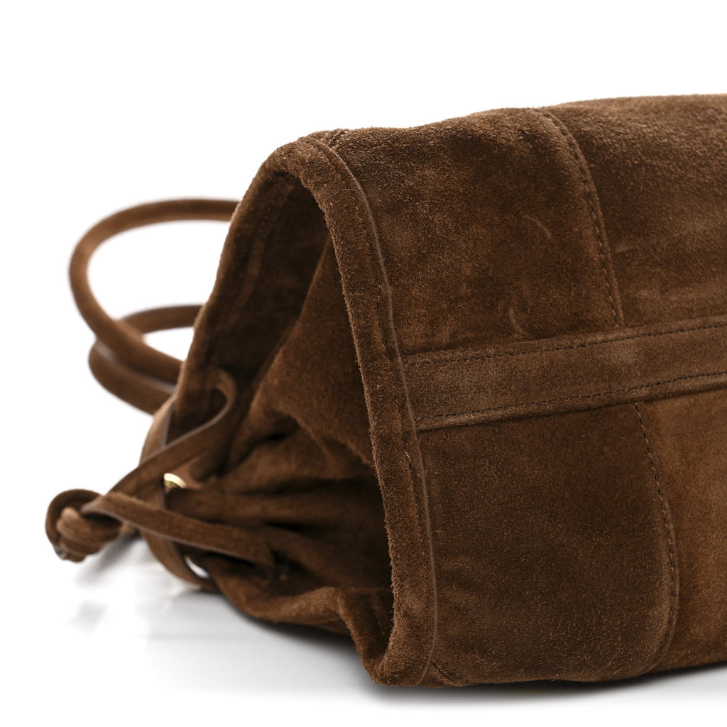 Prada Suede Triangle Medium Bonnie Shoulder Bag Cacao