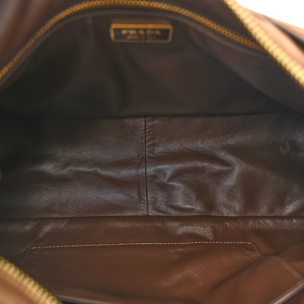 Prada Scamosciato Suede Large Aimee Shoulder Bag Cacao