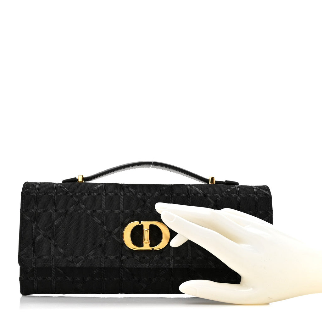 Christian Dior Technical Fabric Macrocannage Miss Caro Top Handle Pouch Black