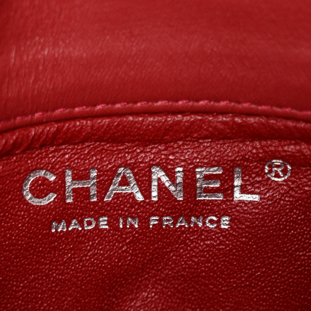 Chanel Patent Quilted Mini Flap Clutch With Chain  Red