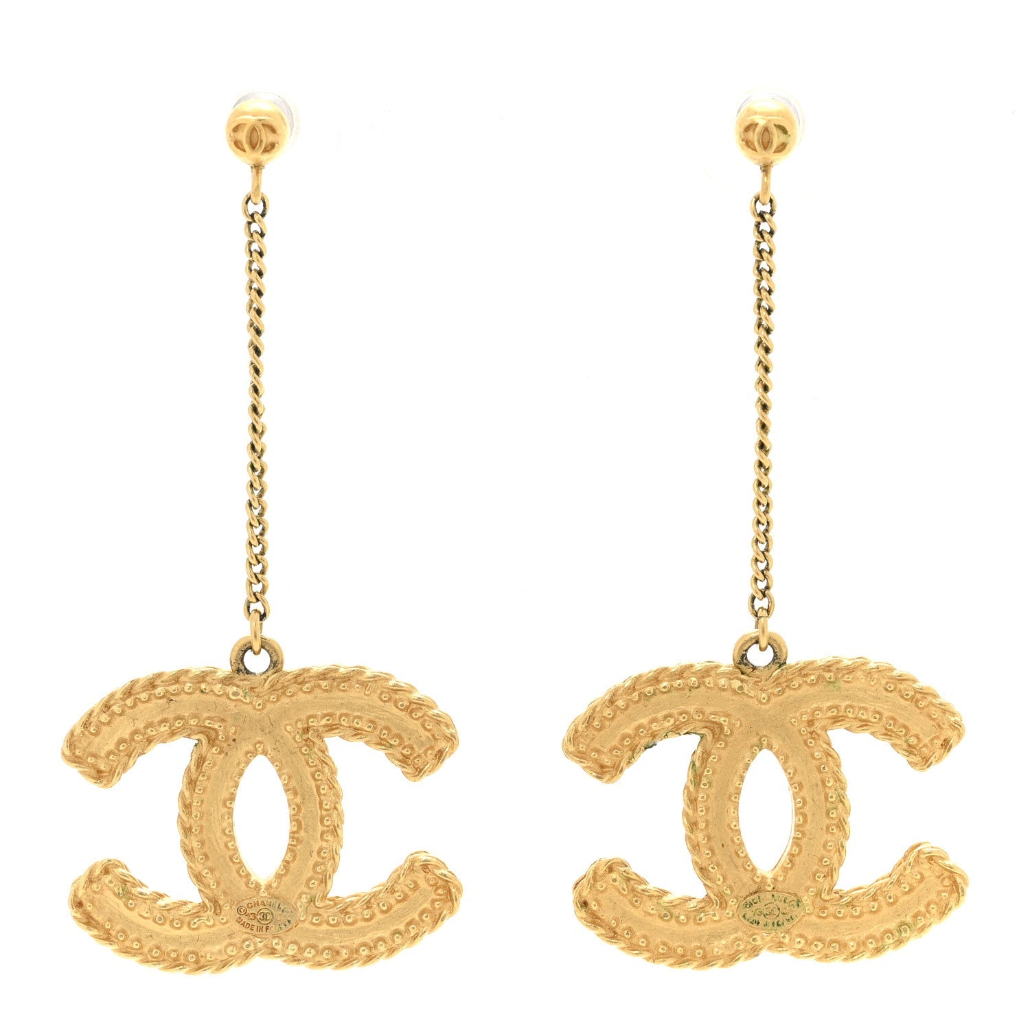 CC Drop Earrings Matte Gold