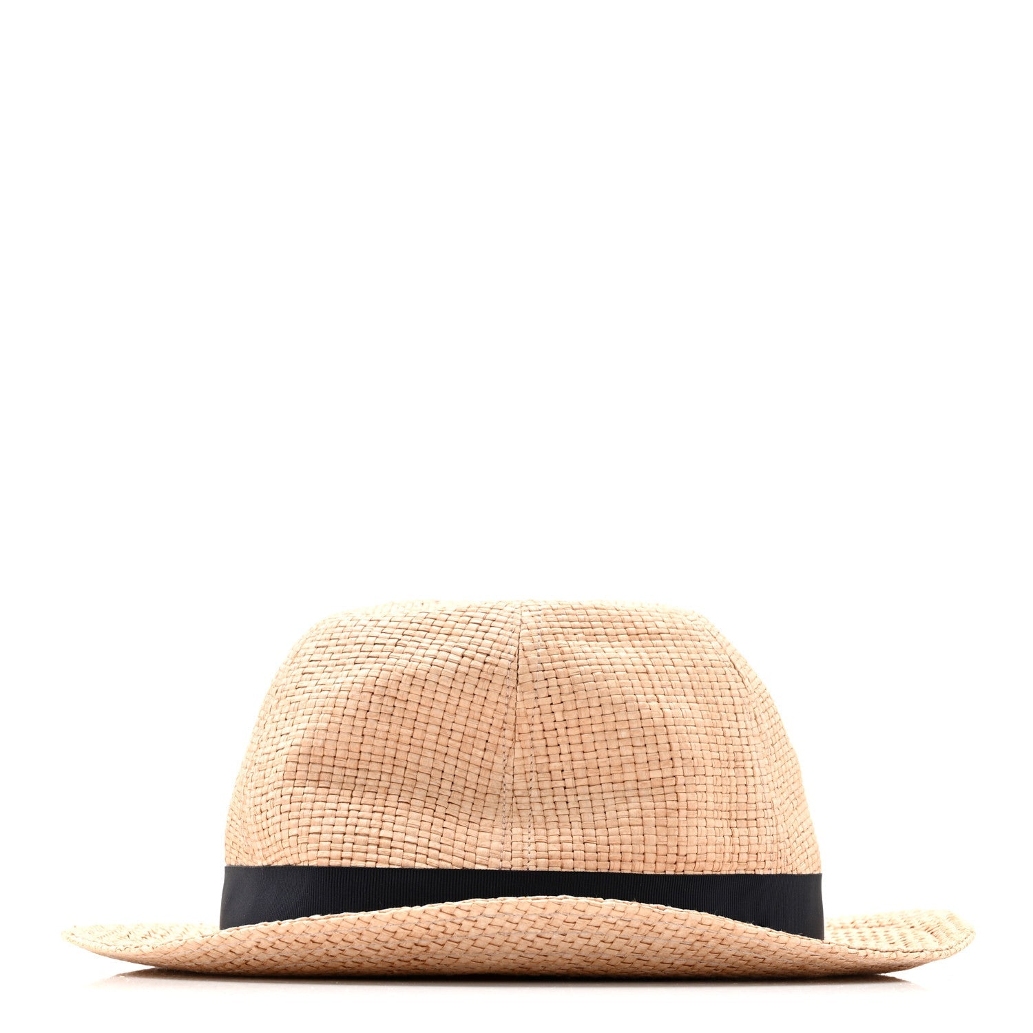 Gucci Straw Grosgrain Wide Brim Hat L Black