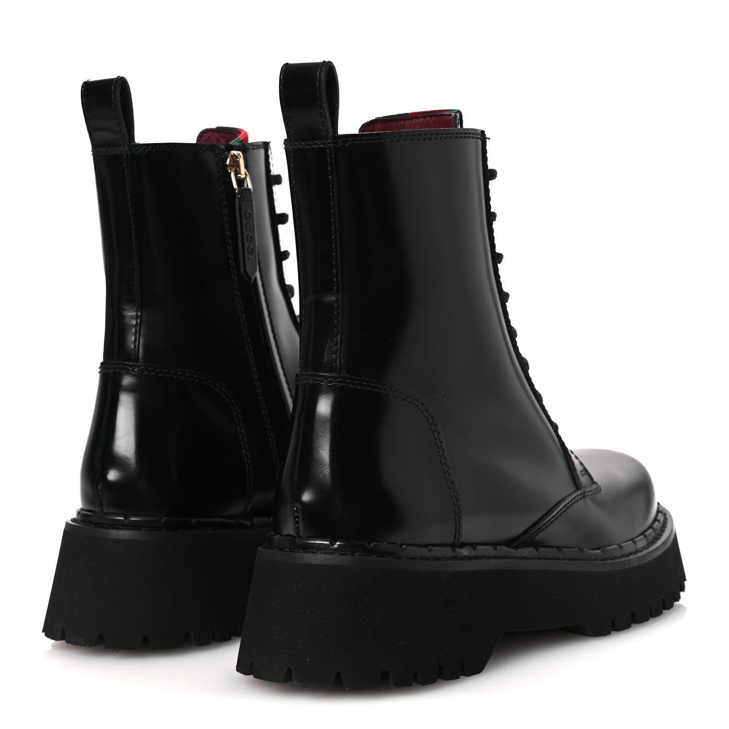 Gucci Spice Lux Nappa Web Combat Boots 36 Black