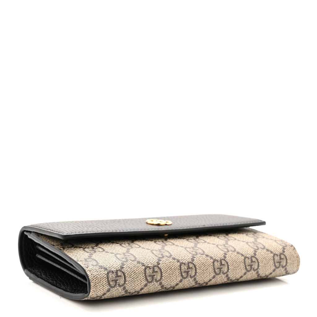 Gucci Dollar Calfskin GG Supreme Monogram Petite GG Marmont Wallet Chain Bag Black Beige Ebony