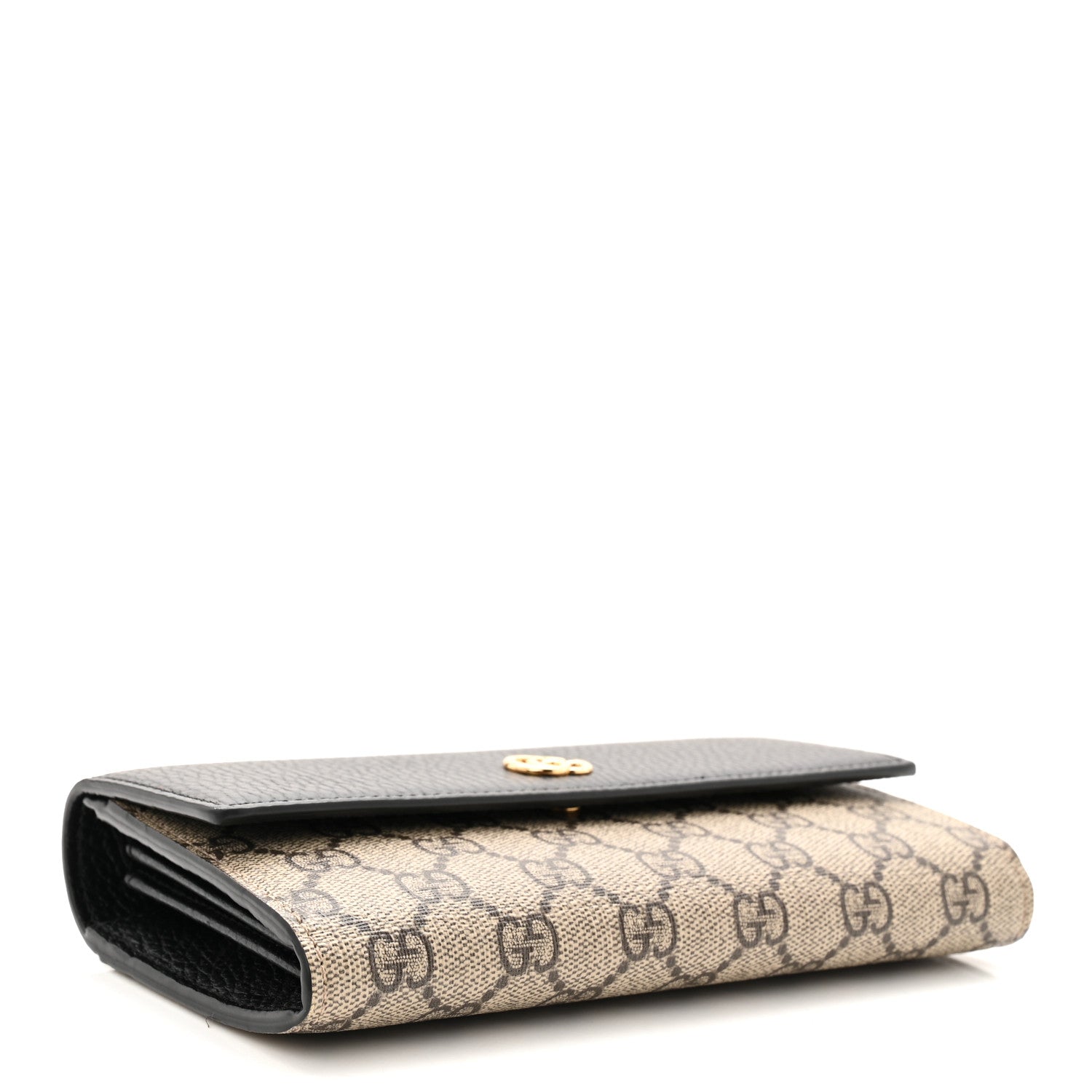 Gucci Dollar Calfskin GG Supreme Monogram Petite GG Marmont Wallet Chain Bag Black Beige Ebony
