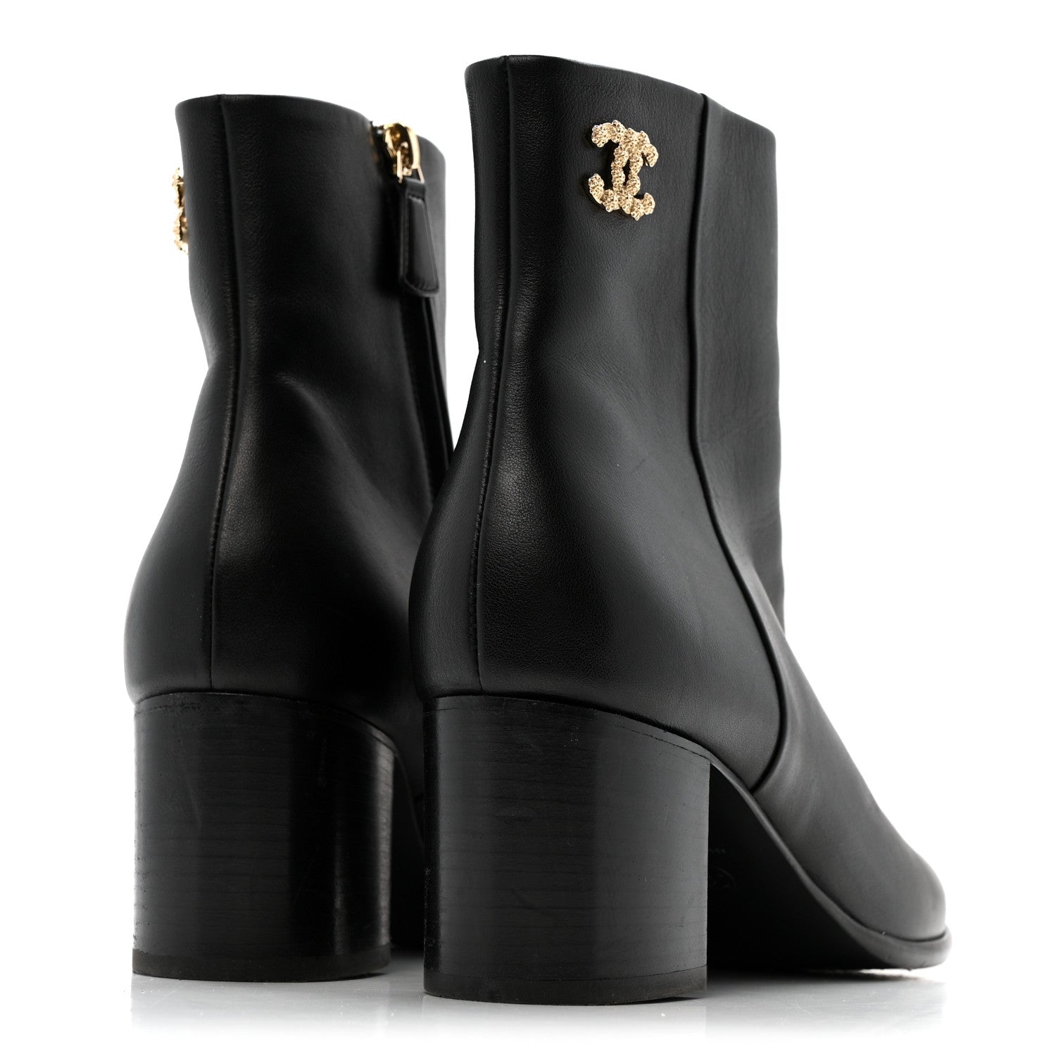 Calfskin CC Ankle Boots 40 Black