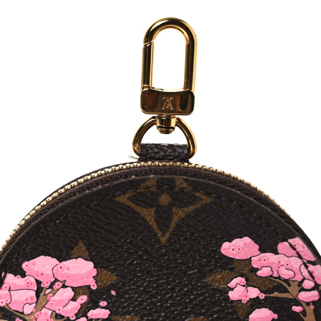 Louis Vuitton Monogram 2021 Christmas Animation Japanese Garden Round Coin Purse Wisteria Pink