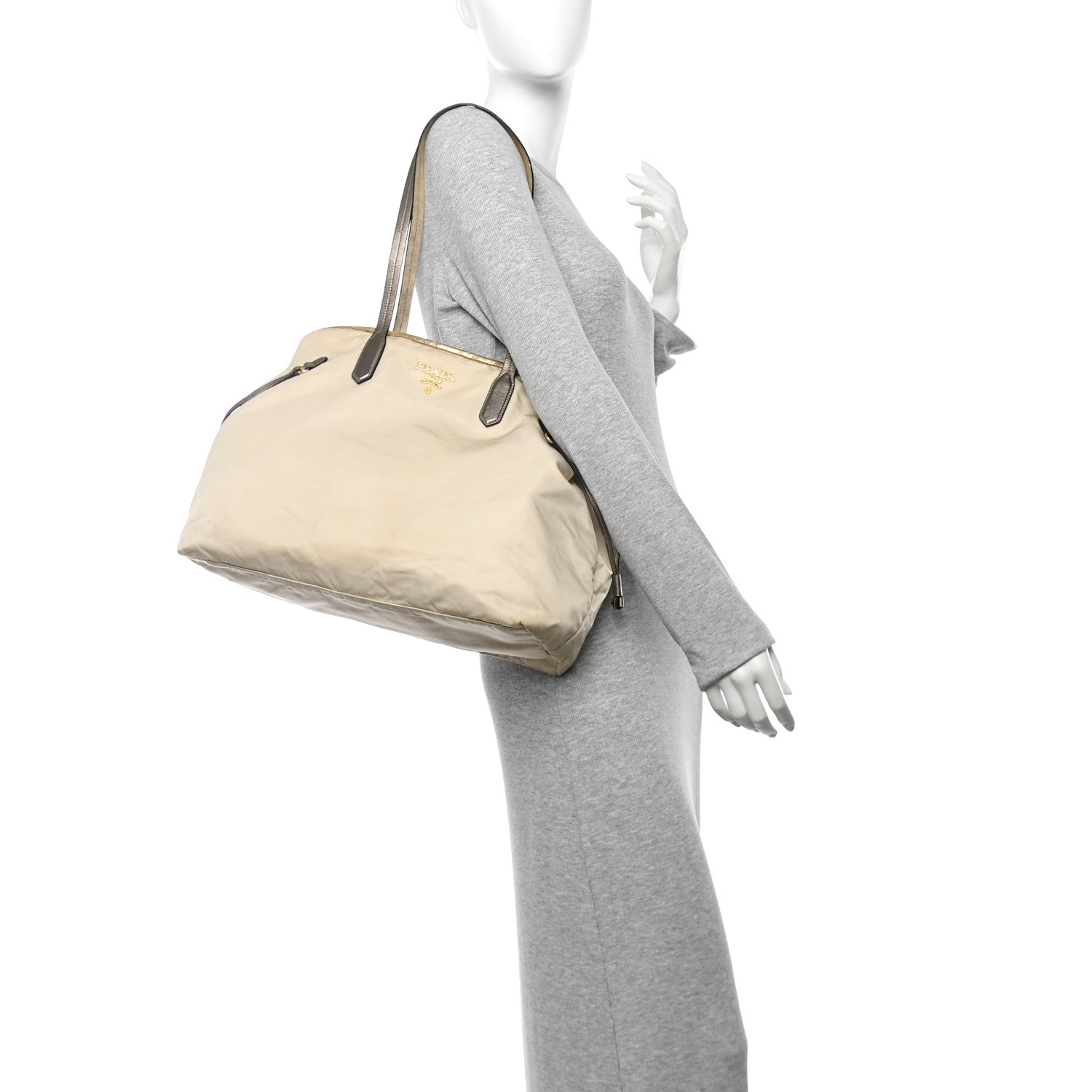 Prada Tessuto Nylon Saffiano Shopping Tote White
