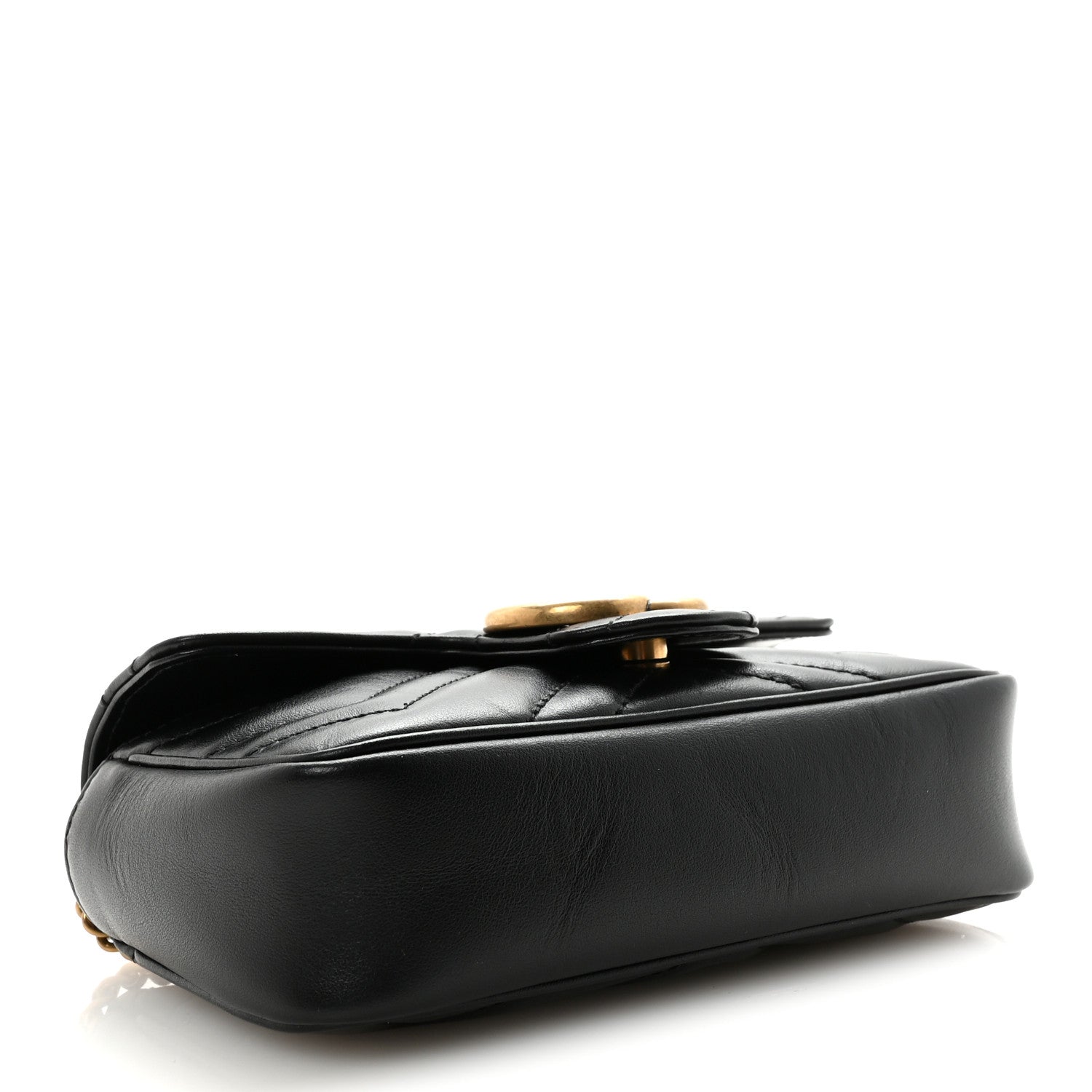 Gucci Calfskin Matelasse Super Mini GG Marmont Shoulder Bag Black