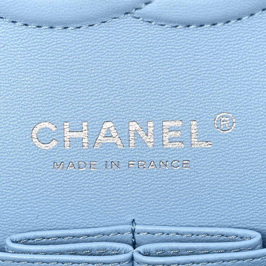 Chanel Denim Quilted Medium Double Flap Light Blue