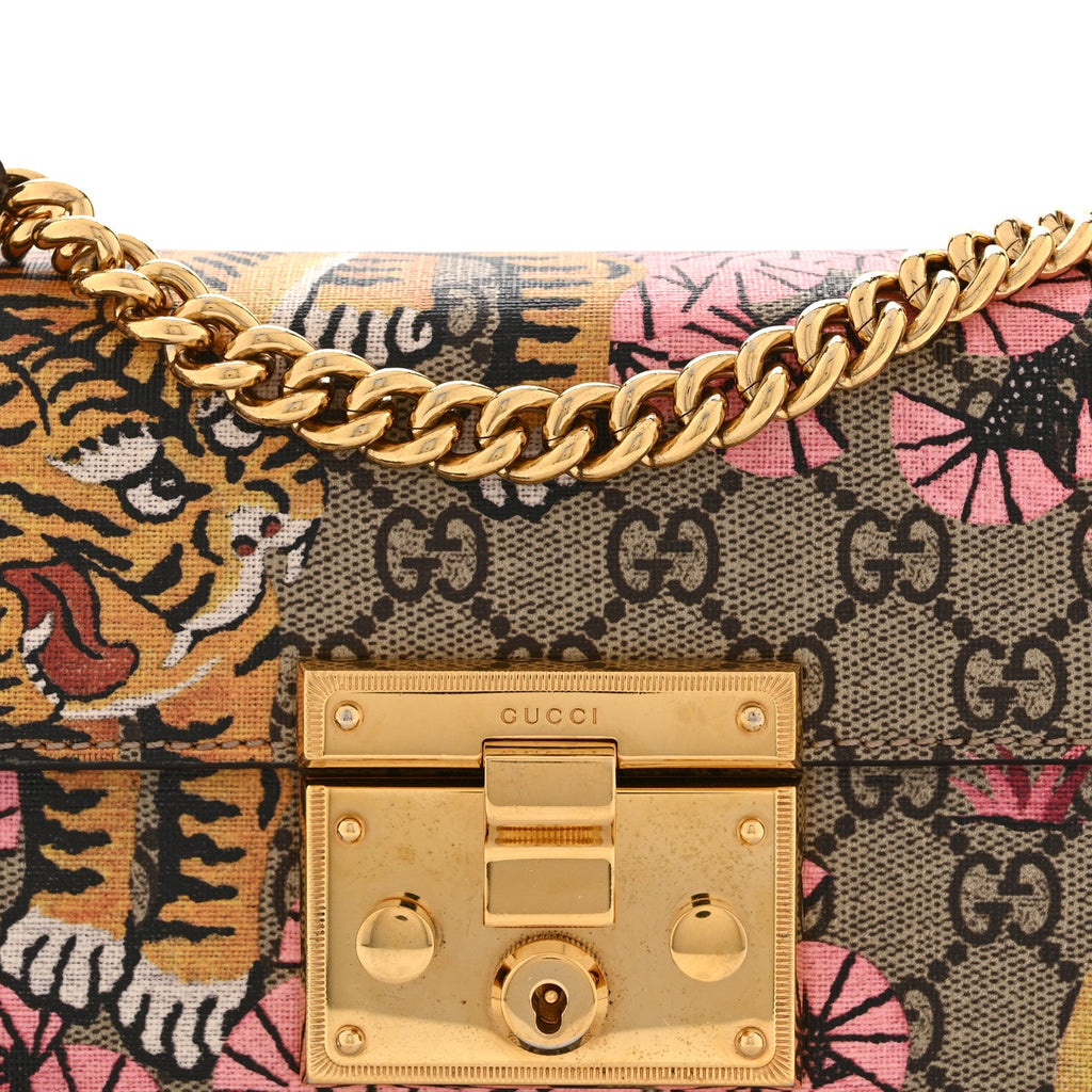 Gucci GG Supreme Monogram Bengal Small Padlock Shoulder Bag Beige Pink