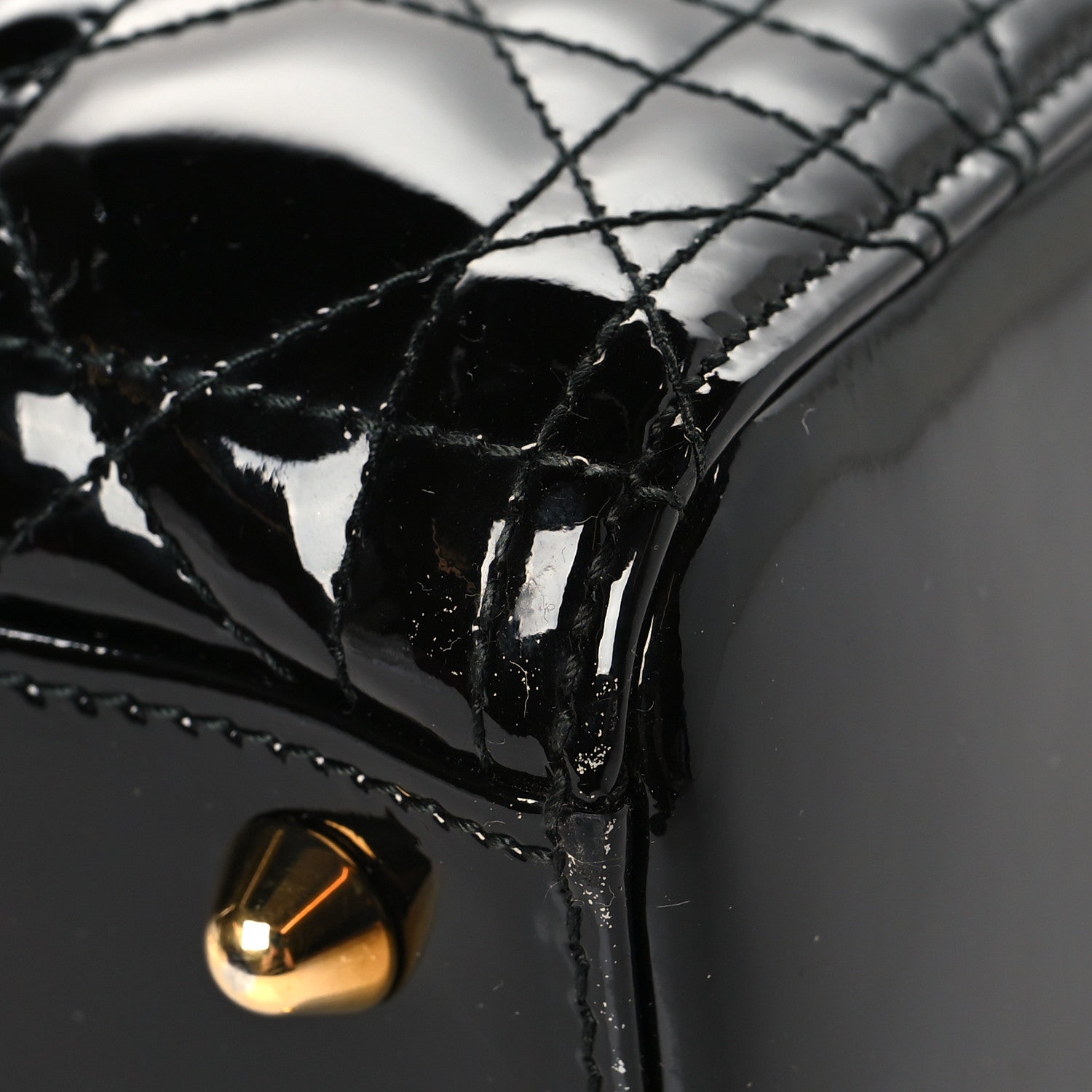 Christian Dior Patent Cannage Large Lady Dior Black