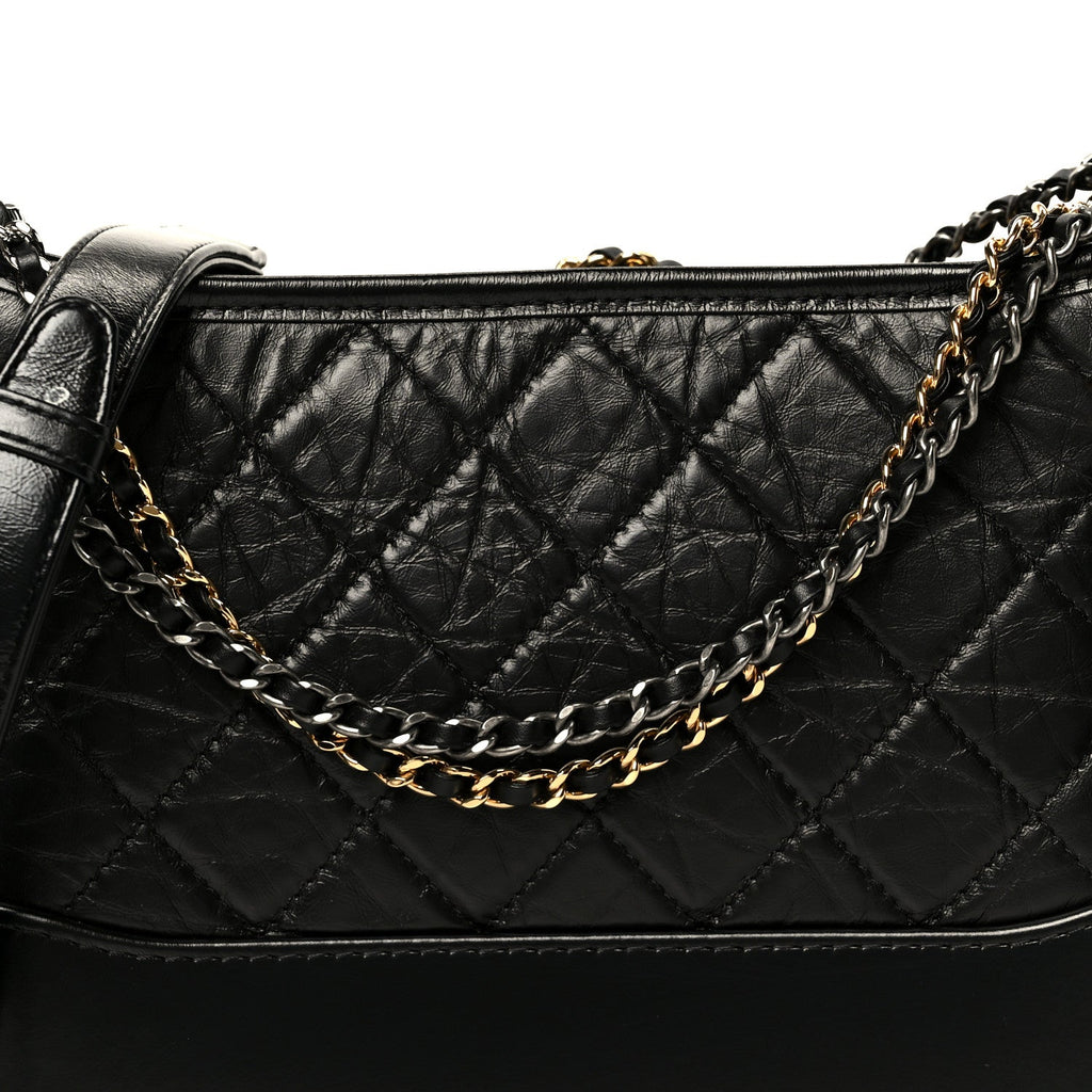 Chanel Aged Calfskin Quilted New Medium Gabrielle Hobo Black