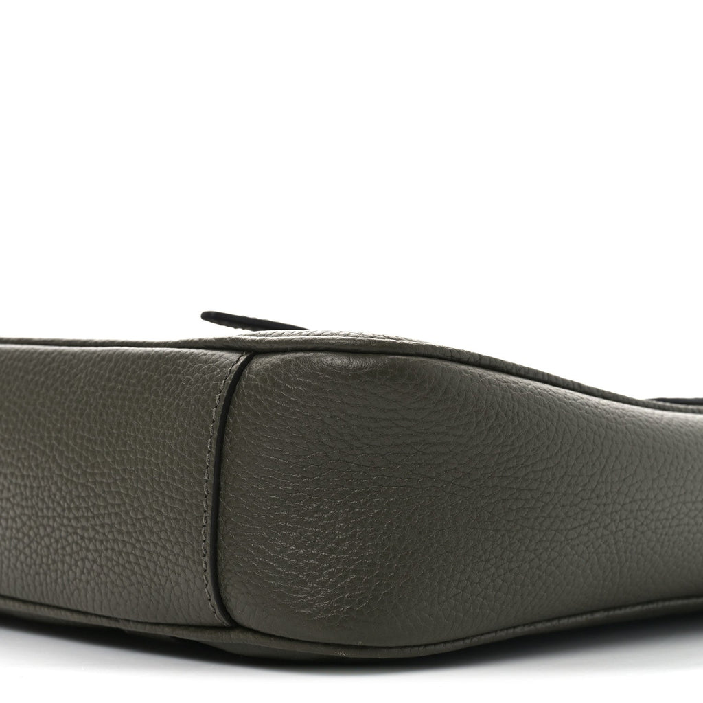Gucci Piuma Calfskin Jumbo GG Embossed Double Buckle Medium Messenger Bag Dark Vintage Olive