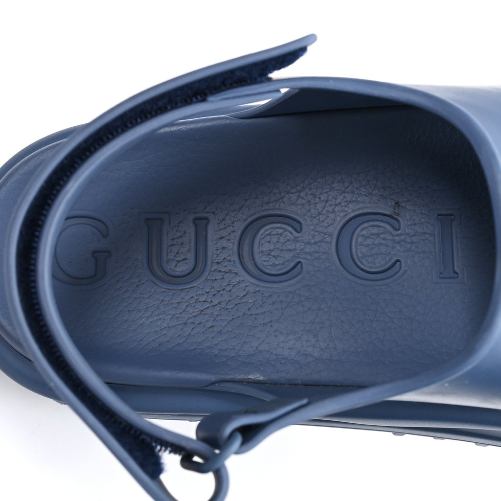 Gucci Soft Rubber Horsebit Touch Mens Strapped Sandals 9 Washed Indigo