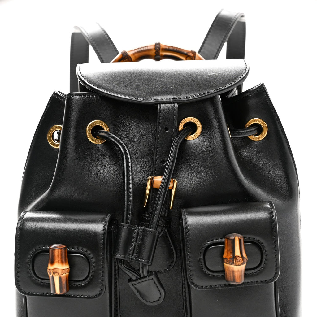 Gucci Calfskin Bamboo Backpack Black