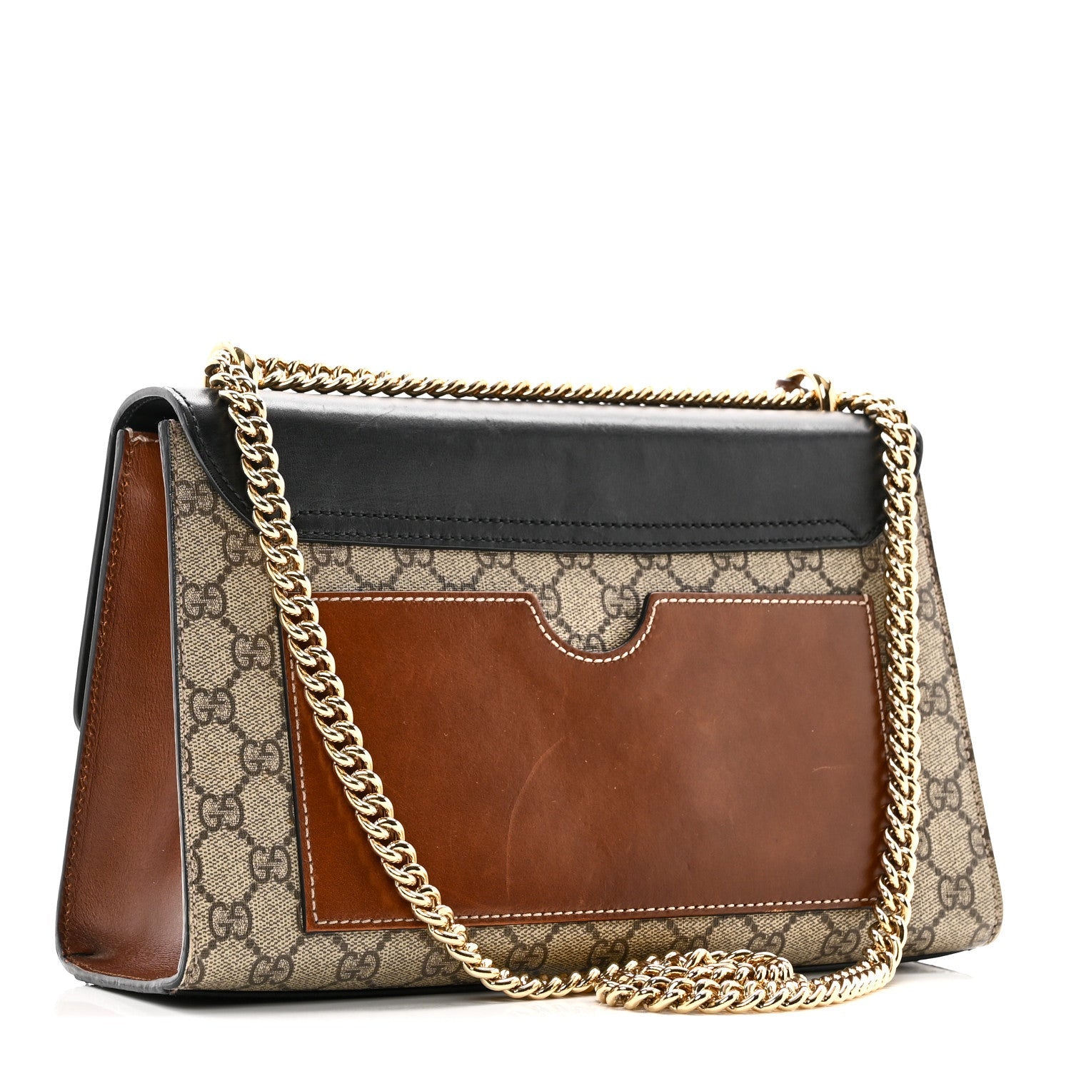 Gucci GG Supreme Monogram Calfskin Medium Padlock Shoulder Bag Beige Black Cuir
