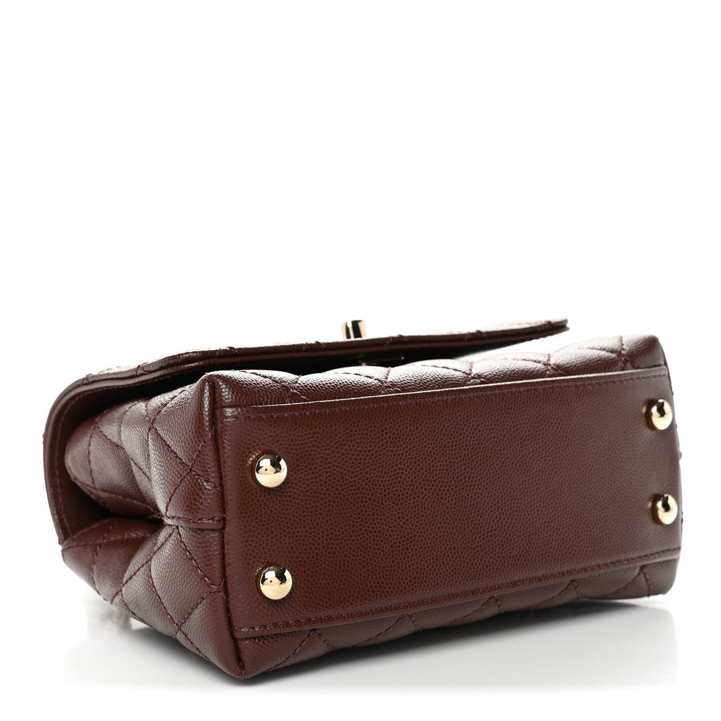 Chanel Caviar Quilted Extra Mini Coco Handle Flap Dark Brown