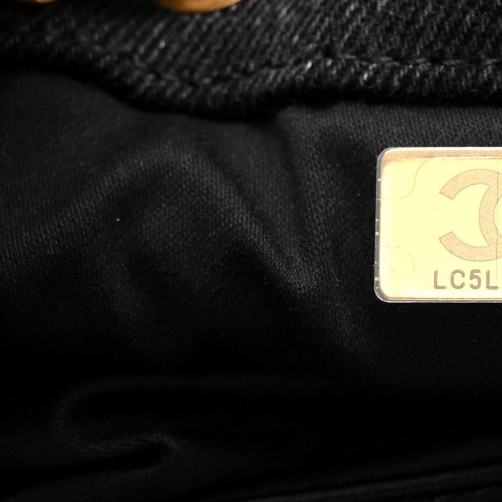 Chanel Washed Denim Quilted Small Chanel 25 Handbag Black