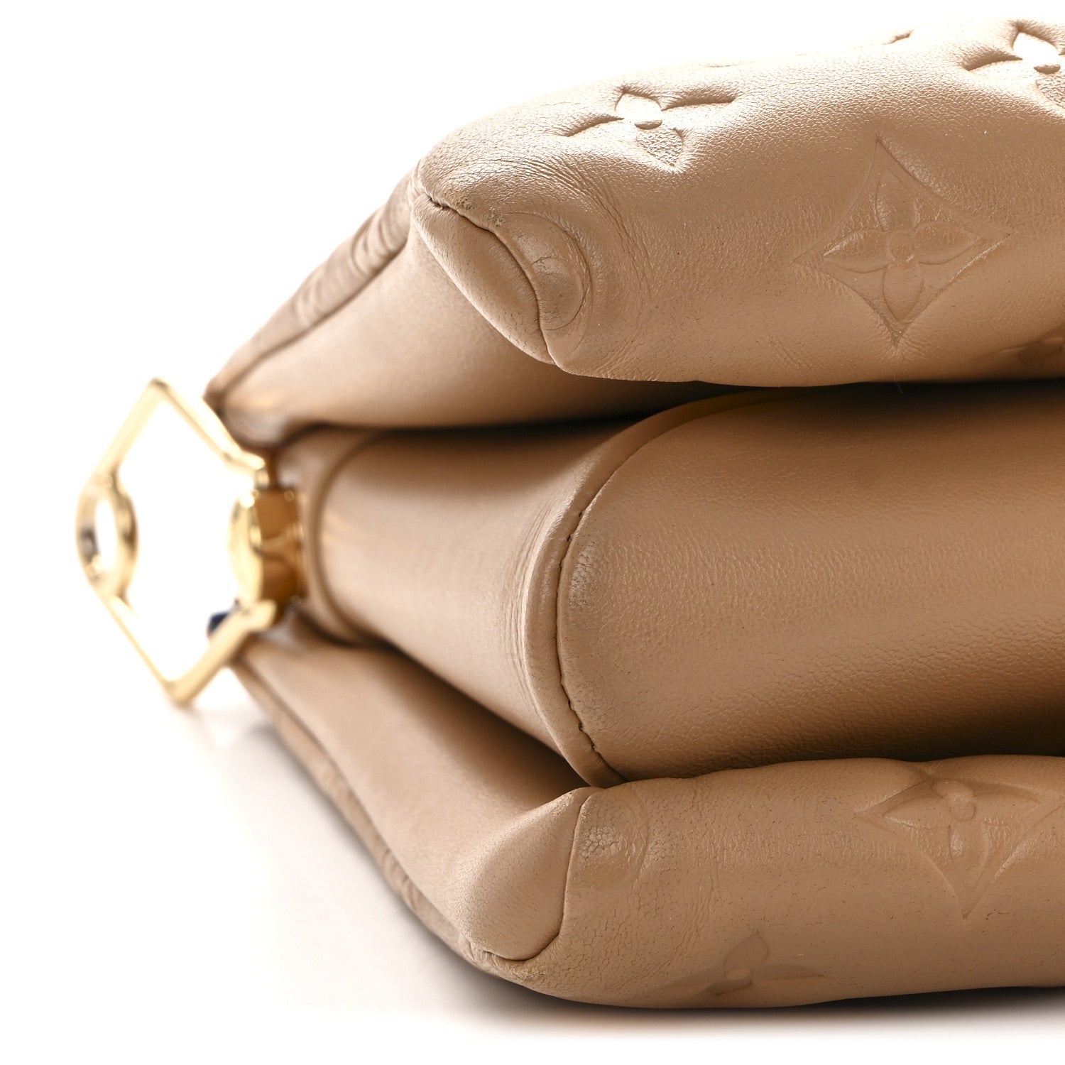 Louis Vuitton Lambskin Embossed Monogram Coussin PM Camel