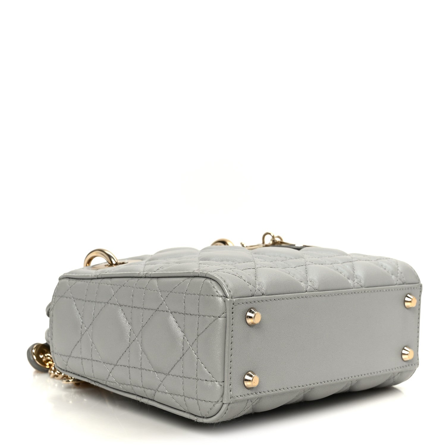 Christian Dior Lambskin Cannage Mini Lady Dior Gray Opaline