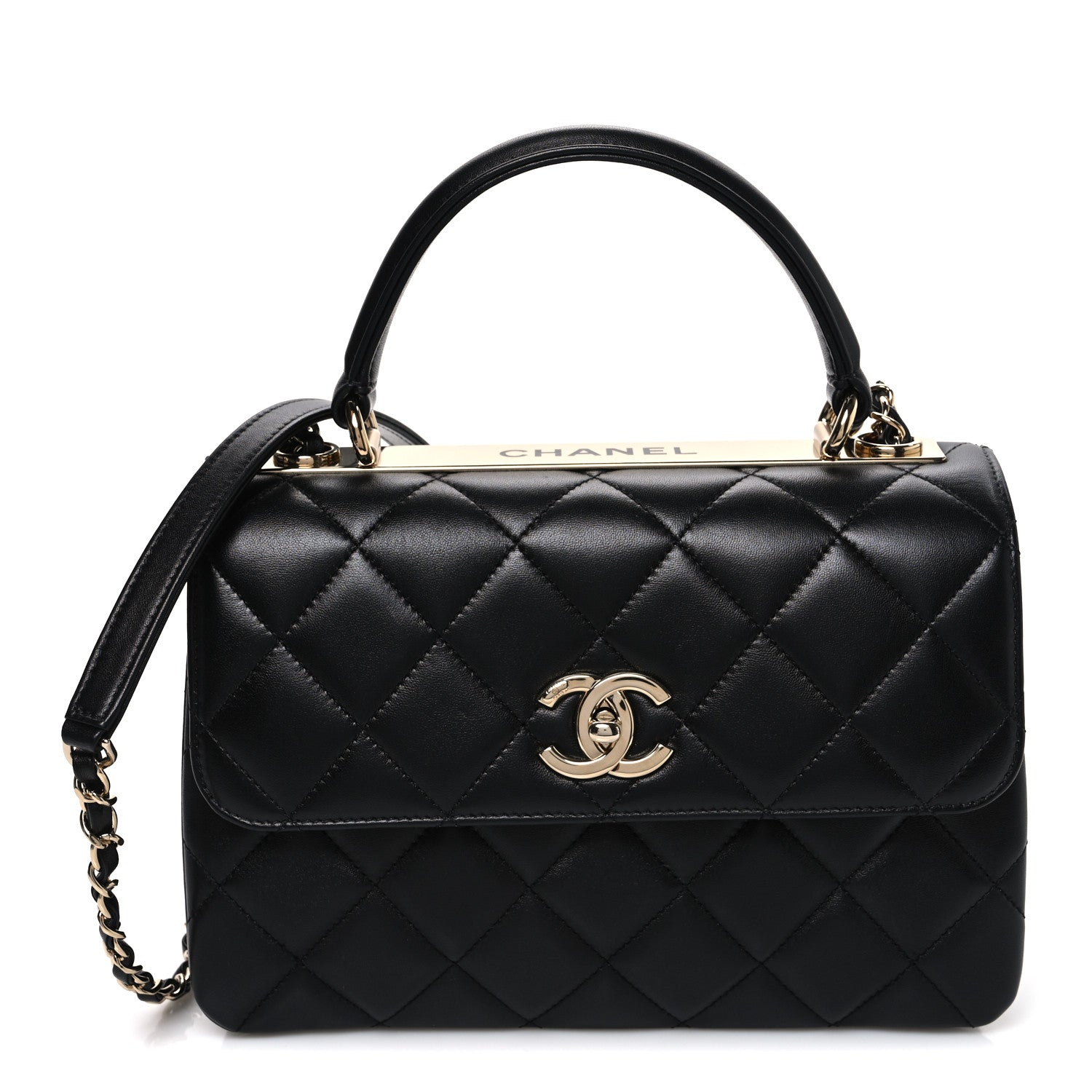 Chanel Lambskin Quilted Small Trendy CC Dual Handle Flap Bag Black