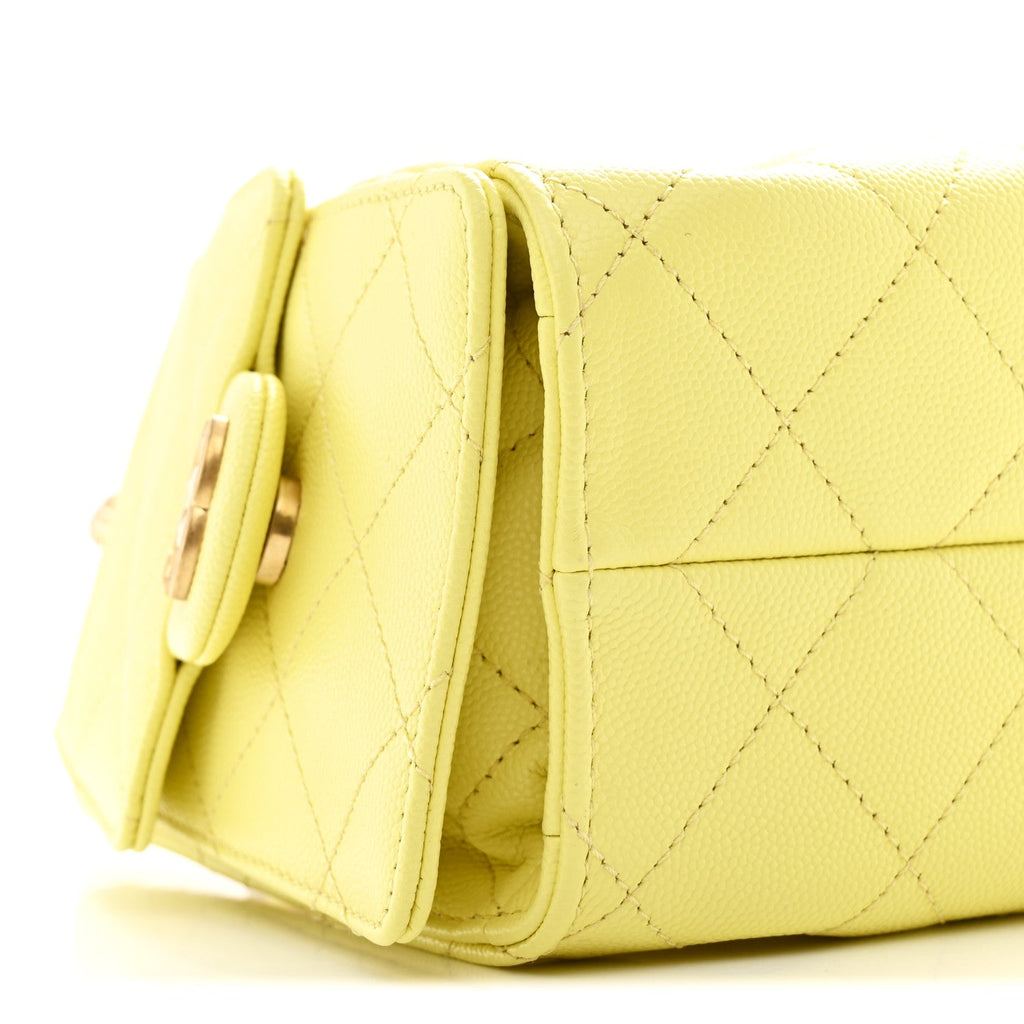Chanel Caviar Quilted Mini Chanel 25 Handbag Light Yellow