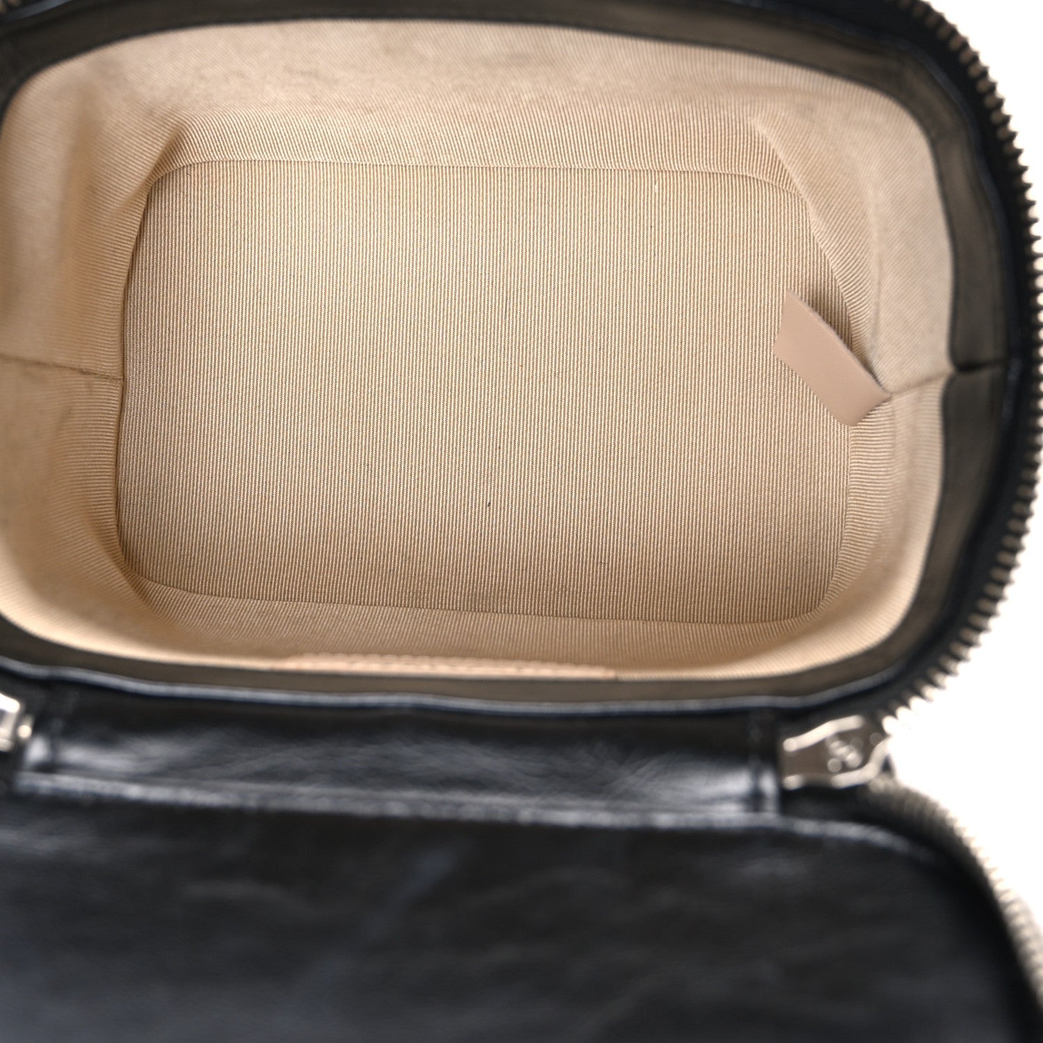 Chanel Calfskin Raffia Small Vanity Case Bag Black Beige