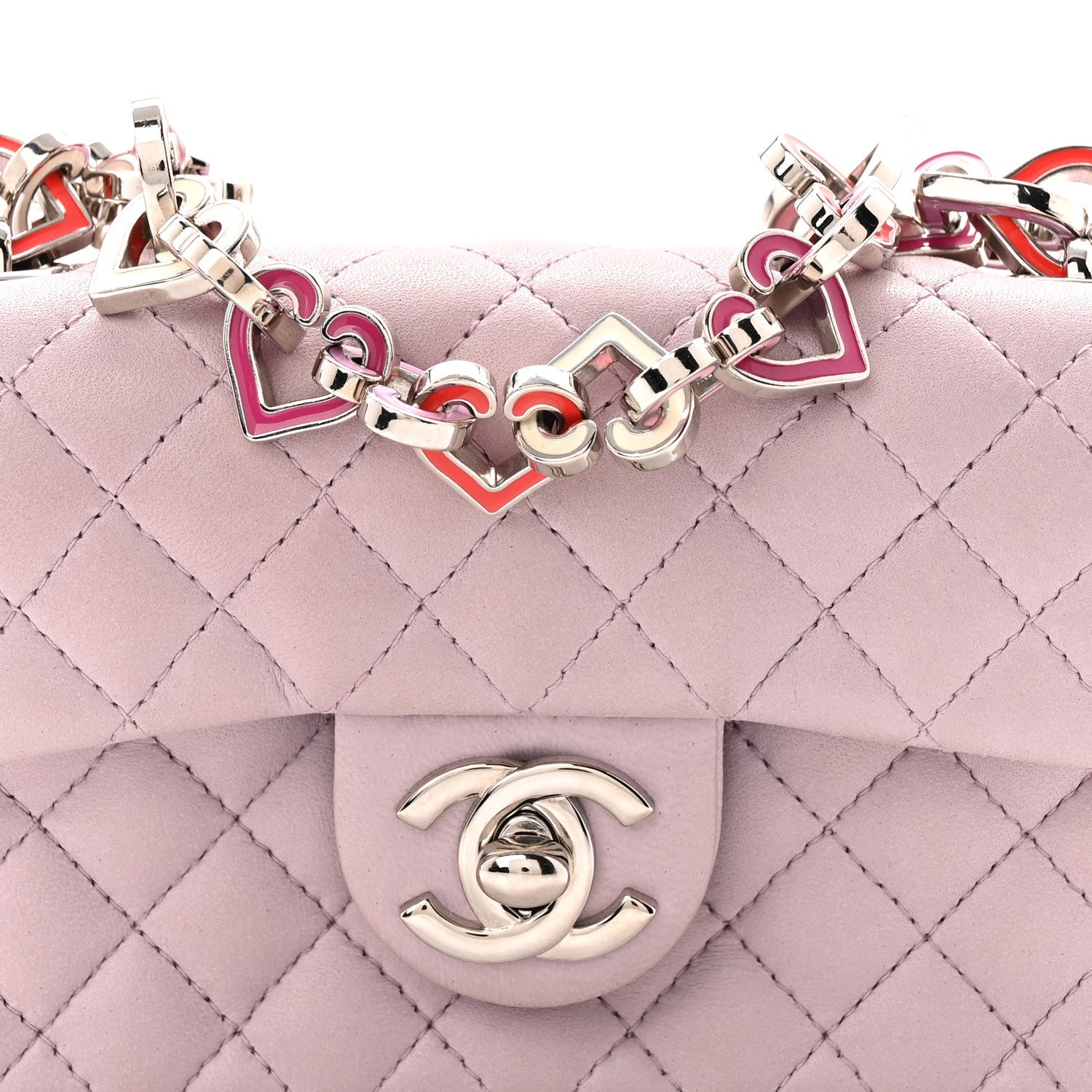 Chanel Lambskin Quilted Extra Mini Valentine Flap Lilac