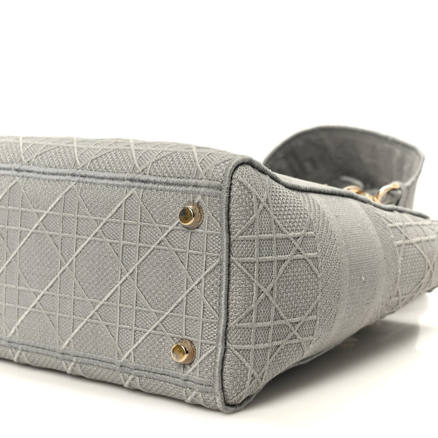 Christian Dior Canvas Embroidered Cannage Medium Lady D-Lite Gray
