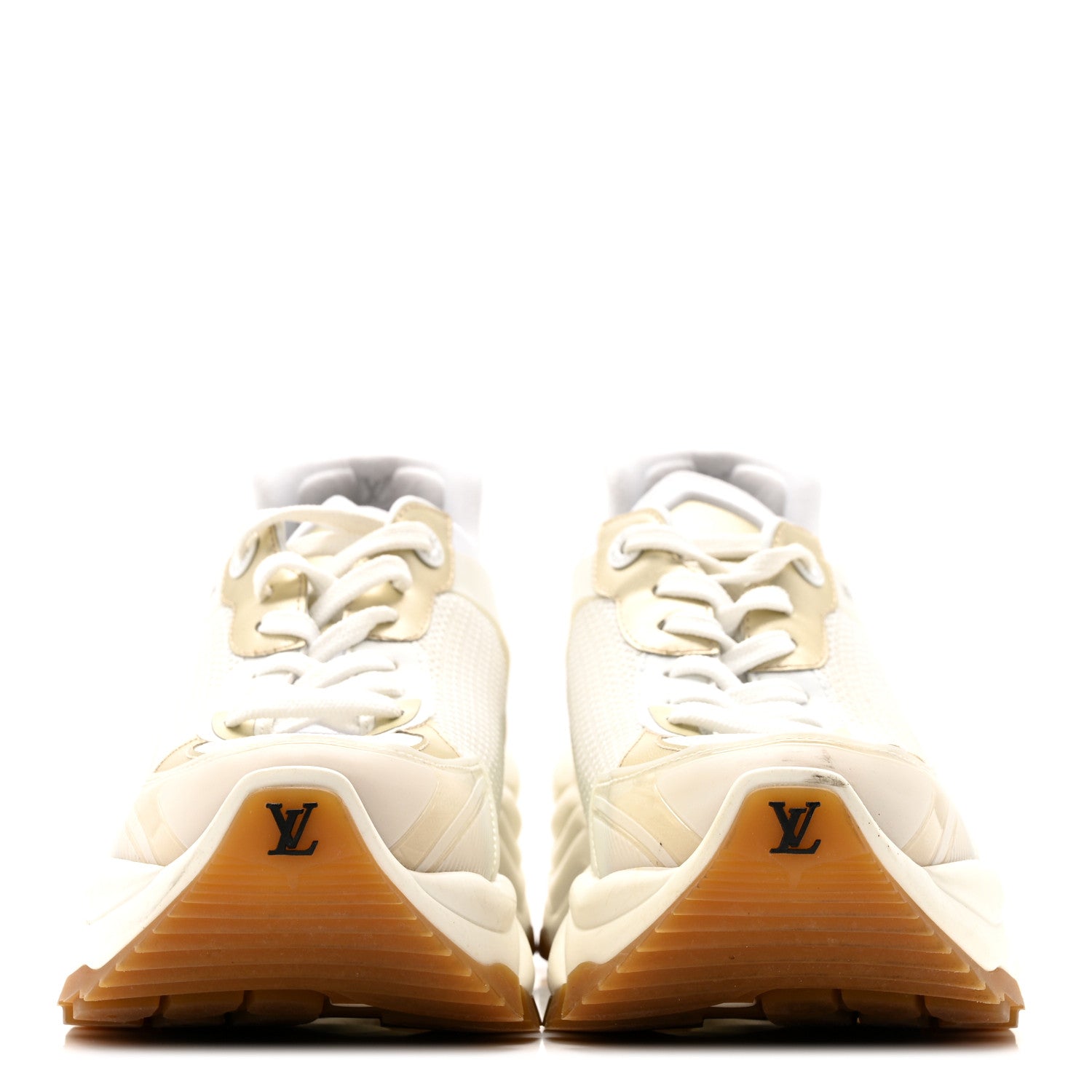 Louis Vuitton Monogram Calfskin Run 55 Sneakers 40 White