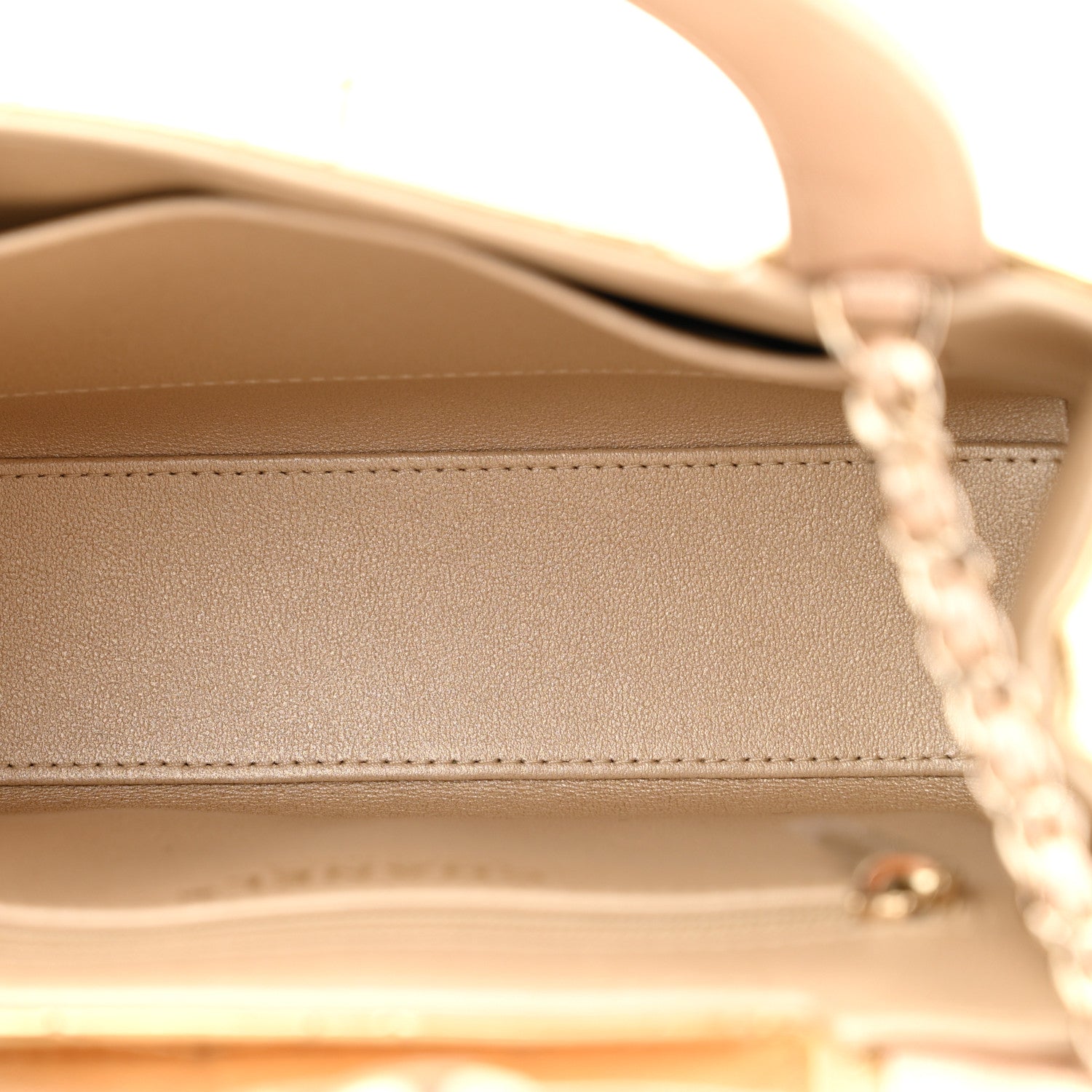 Chanel Mirror Calfskin Metallic Calfskin Quilted Nano Kelly Shopper Gold