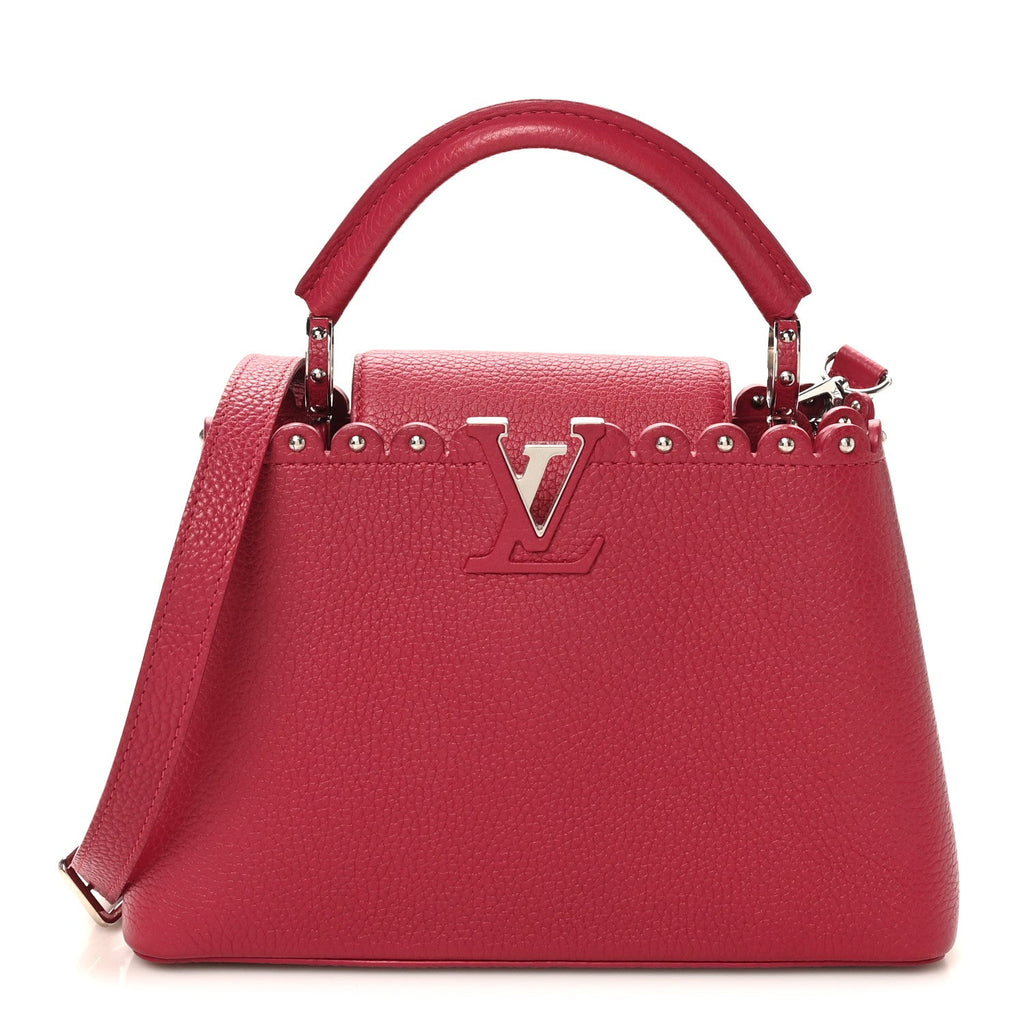 Louis Vuitton Taurillon Lace Croquets Capucines BB Groseille
